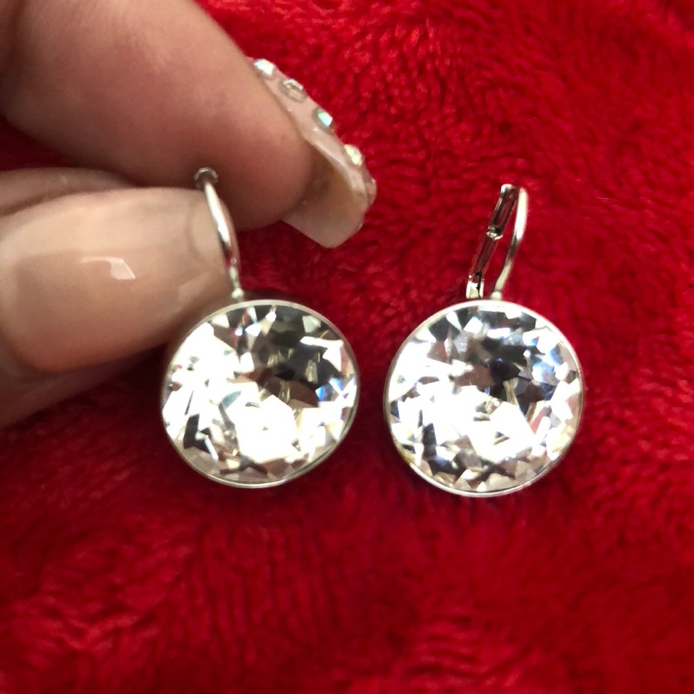 Swarovski crystal hanging earrings, sterling silv
